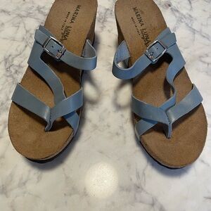 Marina Luna Light Blue Wedge Sandals